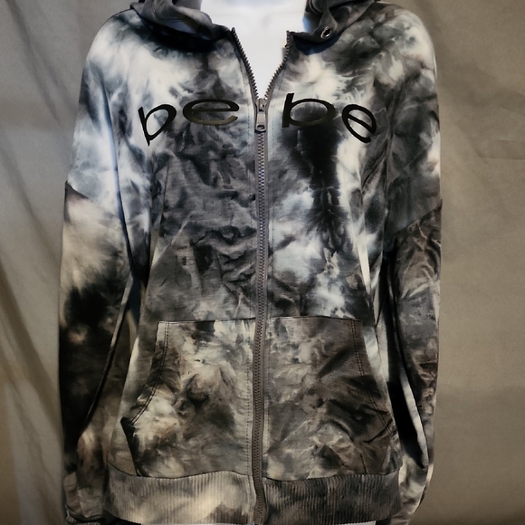 bebe Jackets & Blazers - Bebe Black and Gray Tie-Dye Jacket with Hood